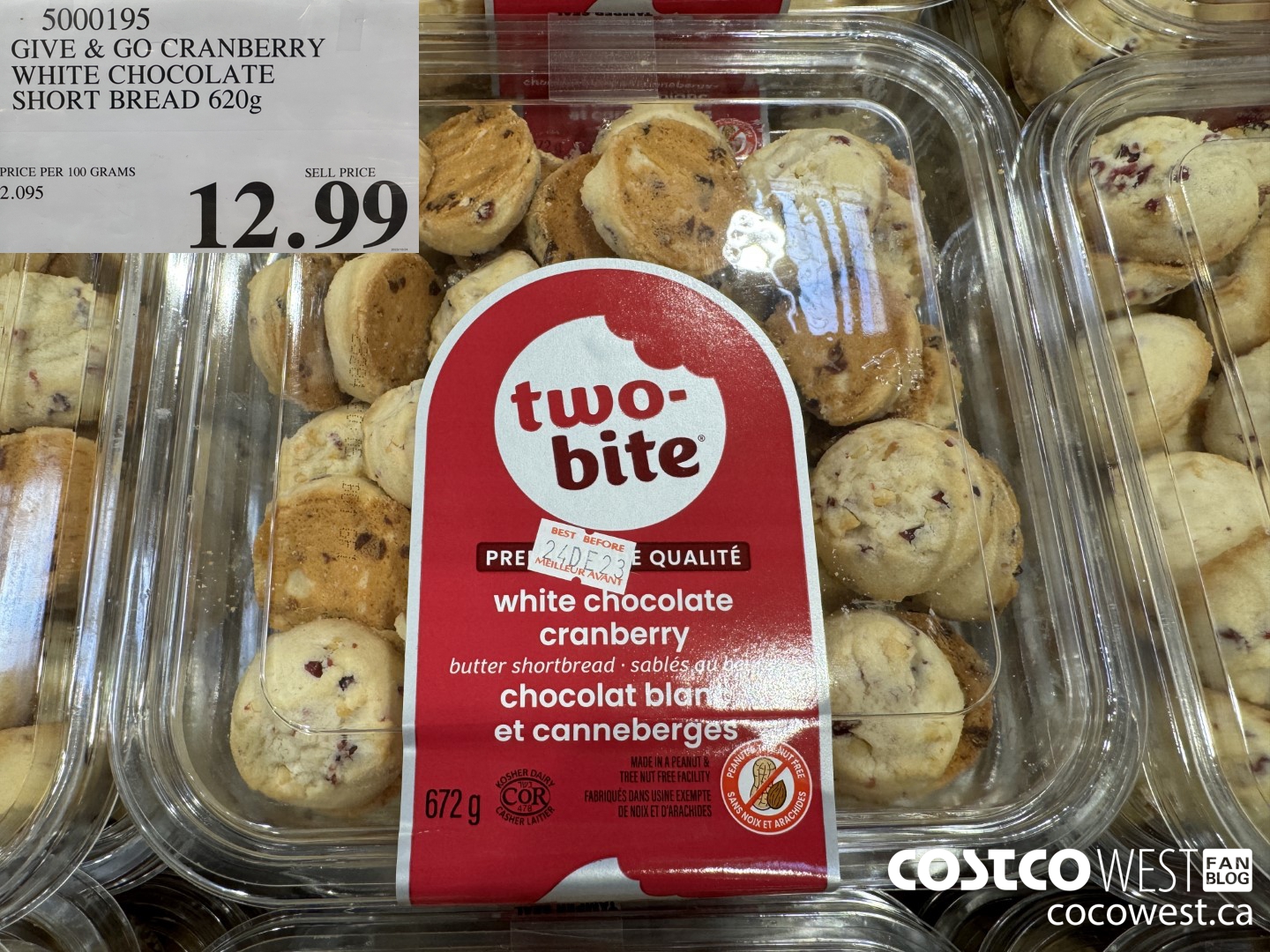 5000195 GIVE & GO CRANBERRY WHITE CHOCOLATE SHORT BREAD 620G $12.99