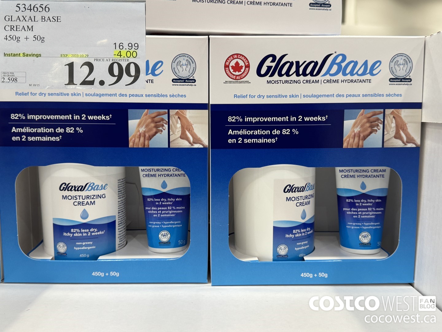 534656 GLAXAL BASE CREAM 450g + 50 g ($4.00 INSTANT SAVINGS EXPIRES ON 2023-10-29) $12.99