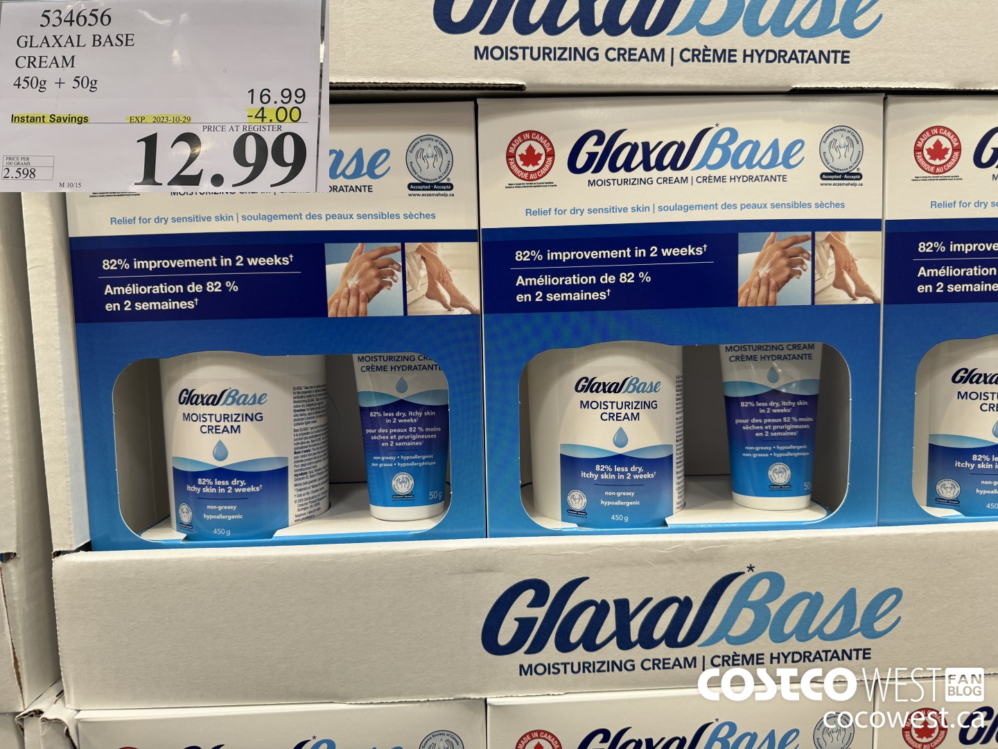 534656 GLAXAL BASE CREAM 450g + 50 g ($4.00 INSTANT SAVINGS EXPIRES ON 2023-10-29) $12.99
