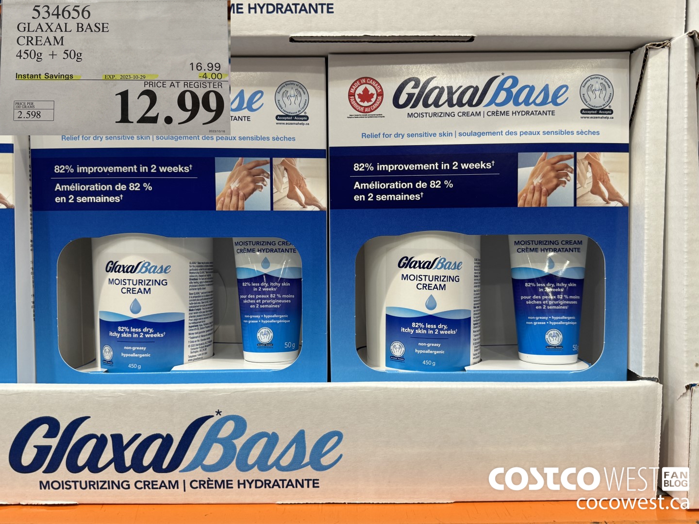 534656 GLAXAL BASE CREAM 450g + 50 g ($4.00 INSTANT SAVINGS EXPIRES ON 2023-10-29) $12.99