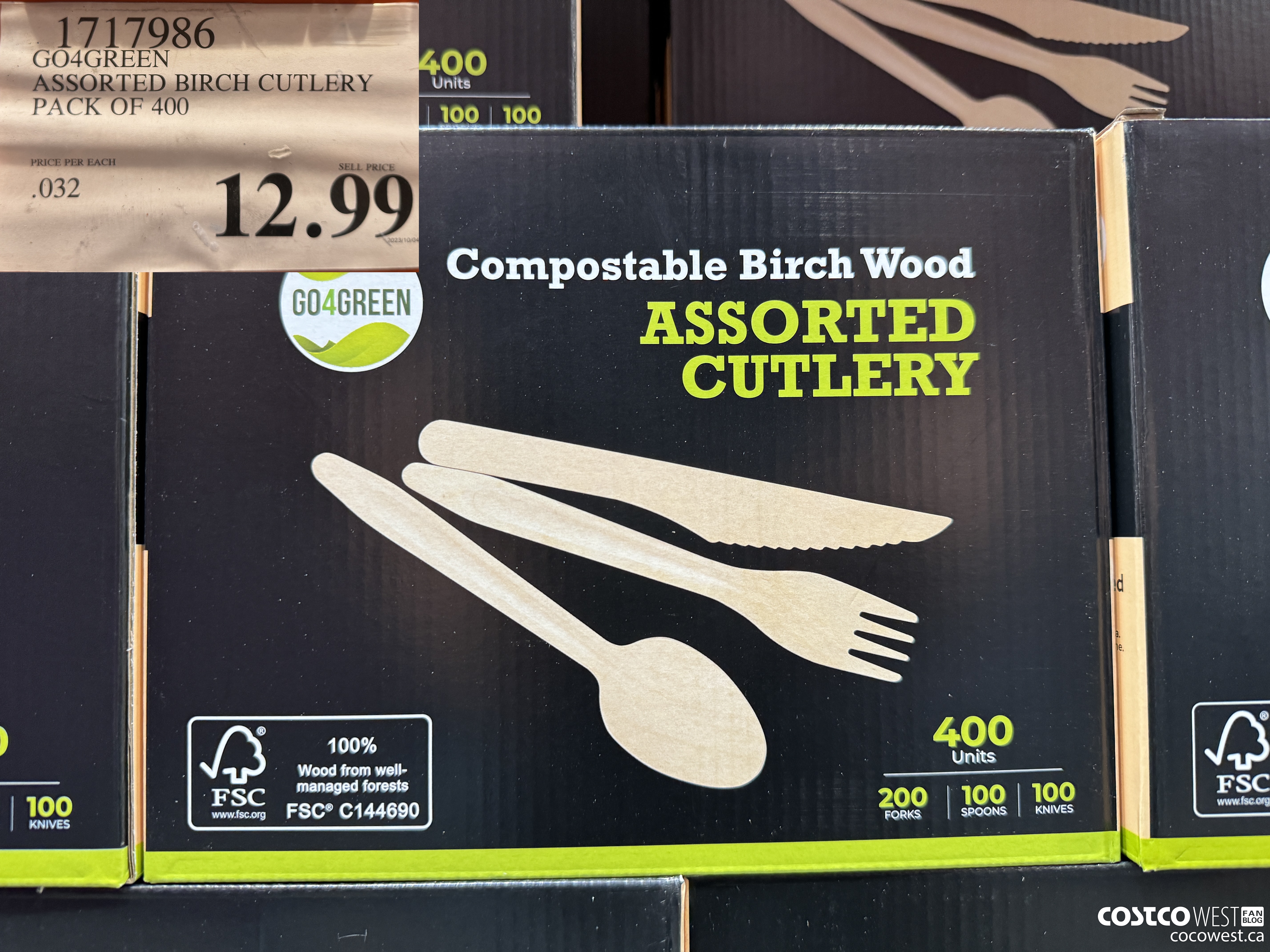 1717986 GO4GREEN ASSORTED BIRCH CUTLERY PACK OF 400 $12.99