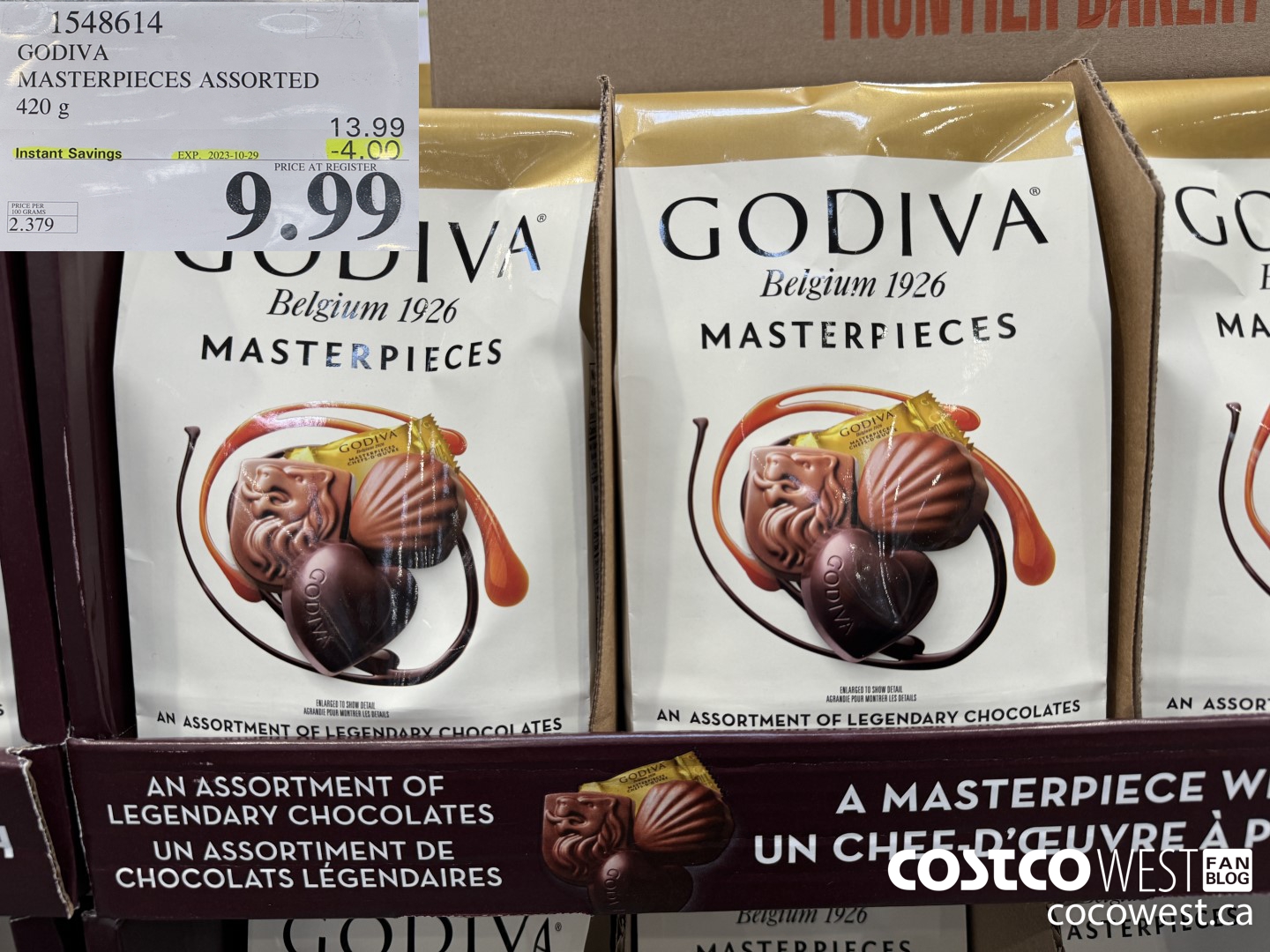 1548614 GODIVA MASTERPIECES ASSORTED 420 g ($4.00 INSTANT SAVINGS EXPIRES ON 2023-10-29) $9.99