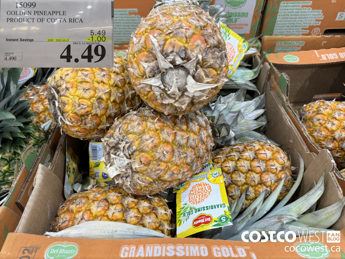 15099 GOLDEN PINEAPPLE PRODUCT OF COSTA RICA ($1.00 INSTANT SAVINGS EXPIRES ON 2023-10-15) $4.49