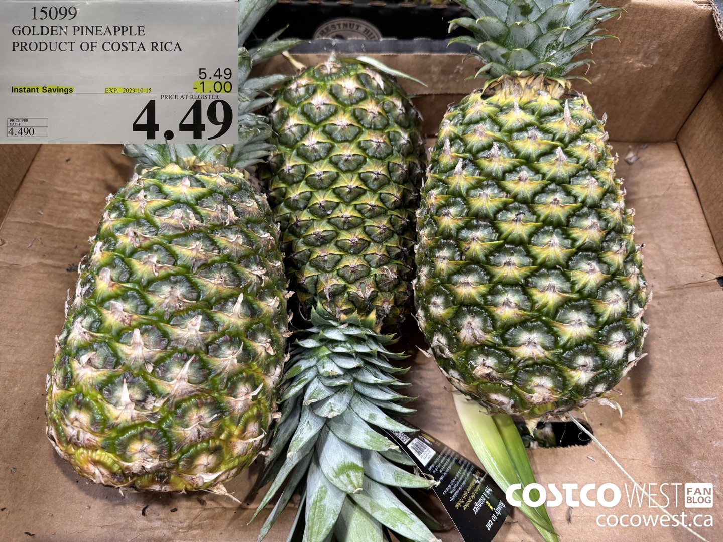 15099 GOLDEN PINEAPPLE PRODUCT OF COSTA RICA ($1.00 INSTANT SAVINGS EXPIRES ON 2023-10-15) $4.49
