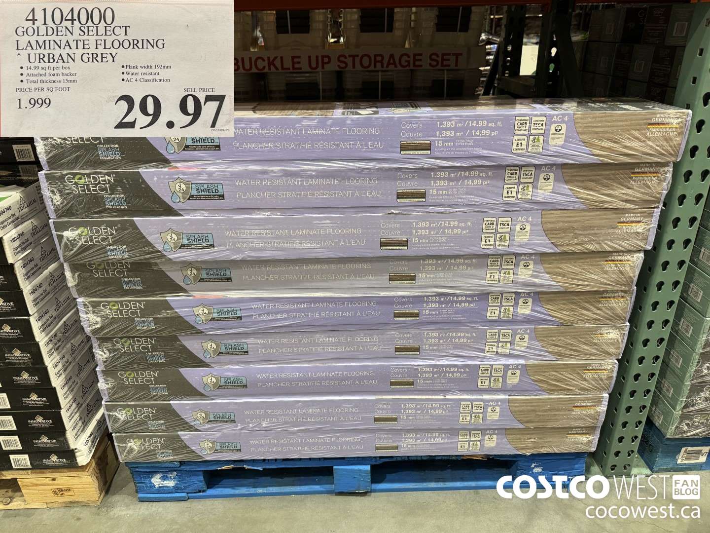 4104000 GOLDEN SELECT LAMINATE FLOORING URBAN GREY $29.97