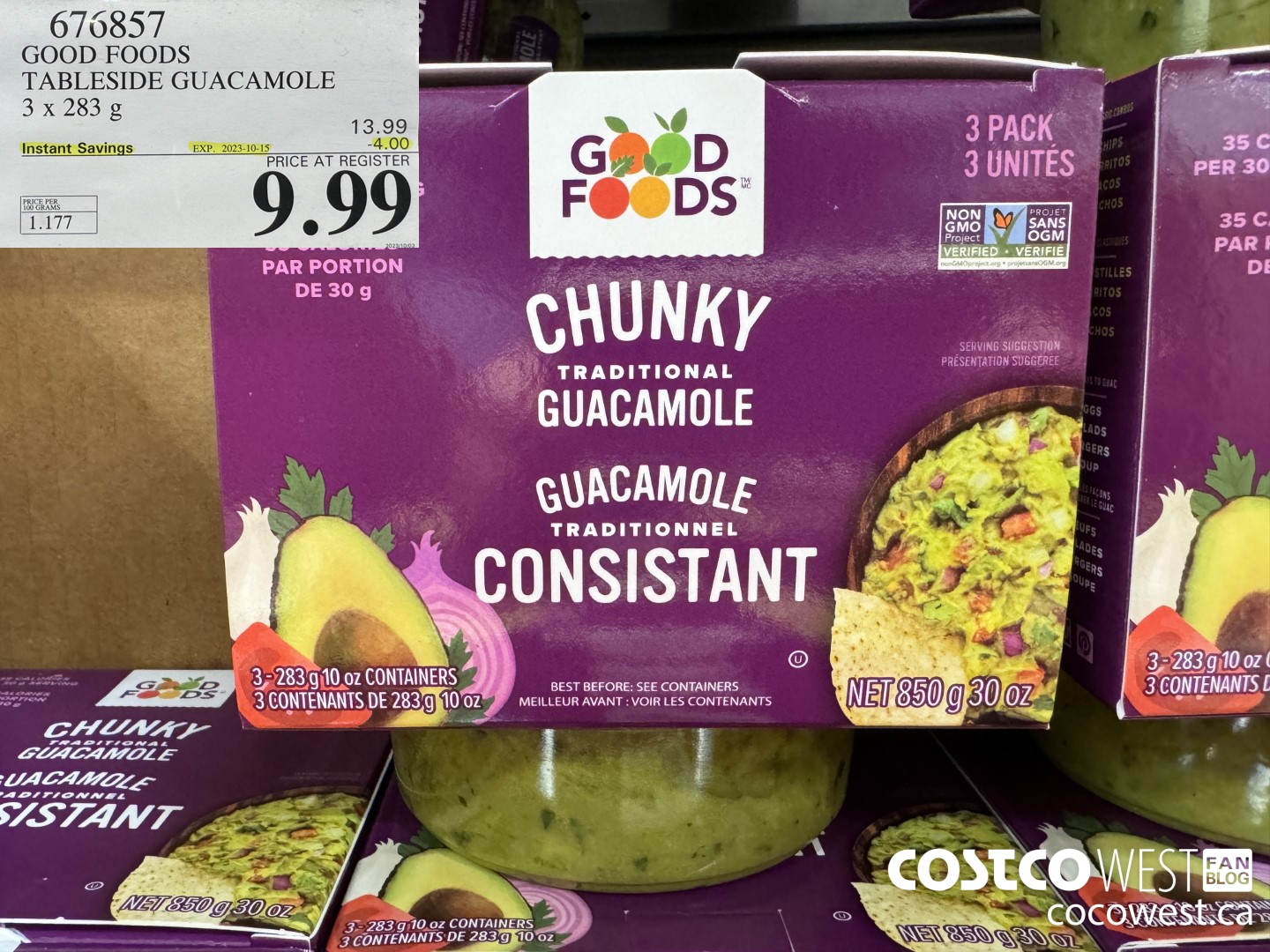 676857 GOOD FOODS TABLESIDE GUACAMOLE 3 x 283 g ($4.00 INSTANT SAVINGS EXPIRES ON 2023-10-15) $9.99