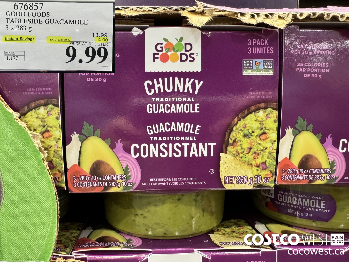 676857 GOOD FOODS TABLESIDE GUACAMOLE 3 x 283 g ($4.00 INSTANT SAVINGS EXPIRES ON 2023-10-22) $9.99