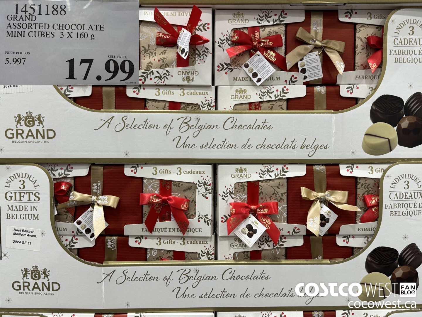 1451188 GRAND ASSORTED CHOCOLATE MINI CUBES 3 X 160 g $17.99