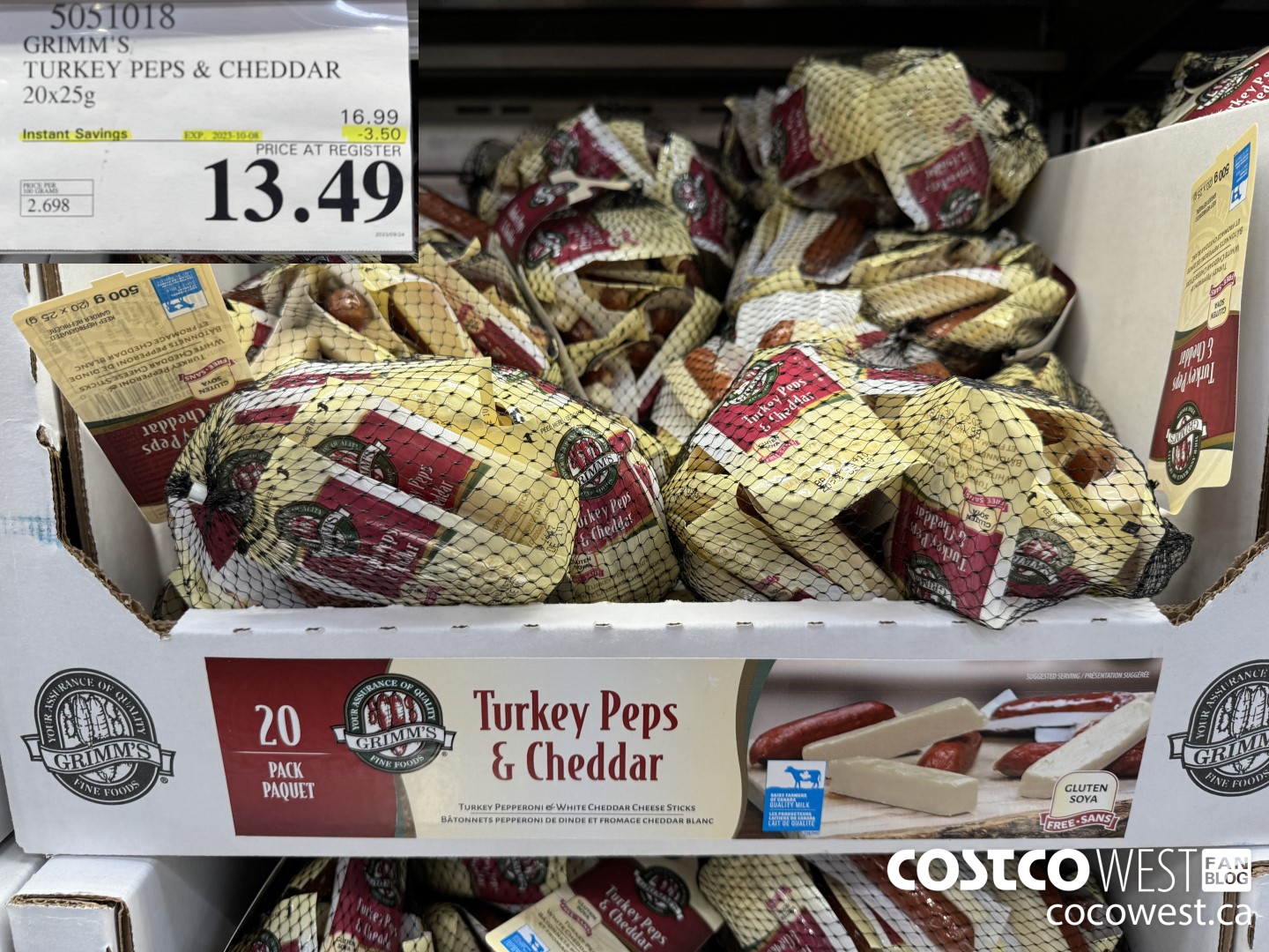 5051018 GRIMM'S TURKEY PEPS & CHEDDAR 20X25G ($3.50 INSTANT SAVINGS EXPIRES ON 2023-10-08) $13.49