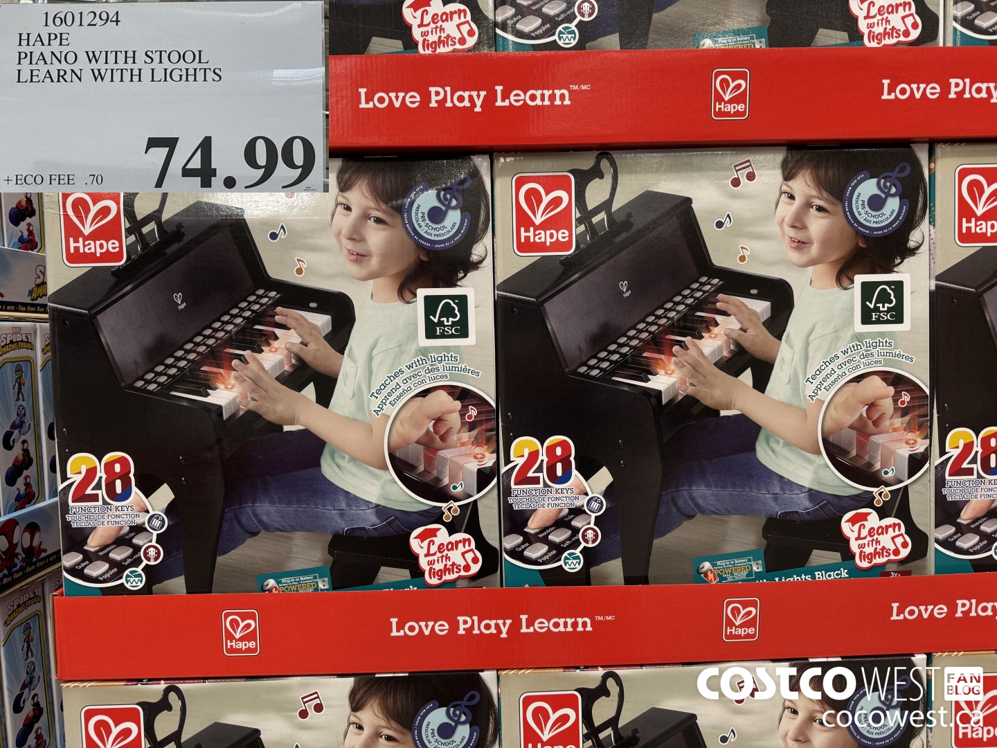 1601294 HAPE PIANO WITH STOOL LEARN WITH LIGHTS $74.99