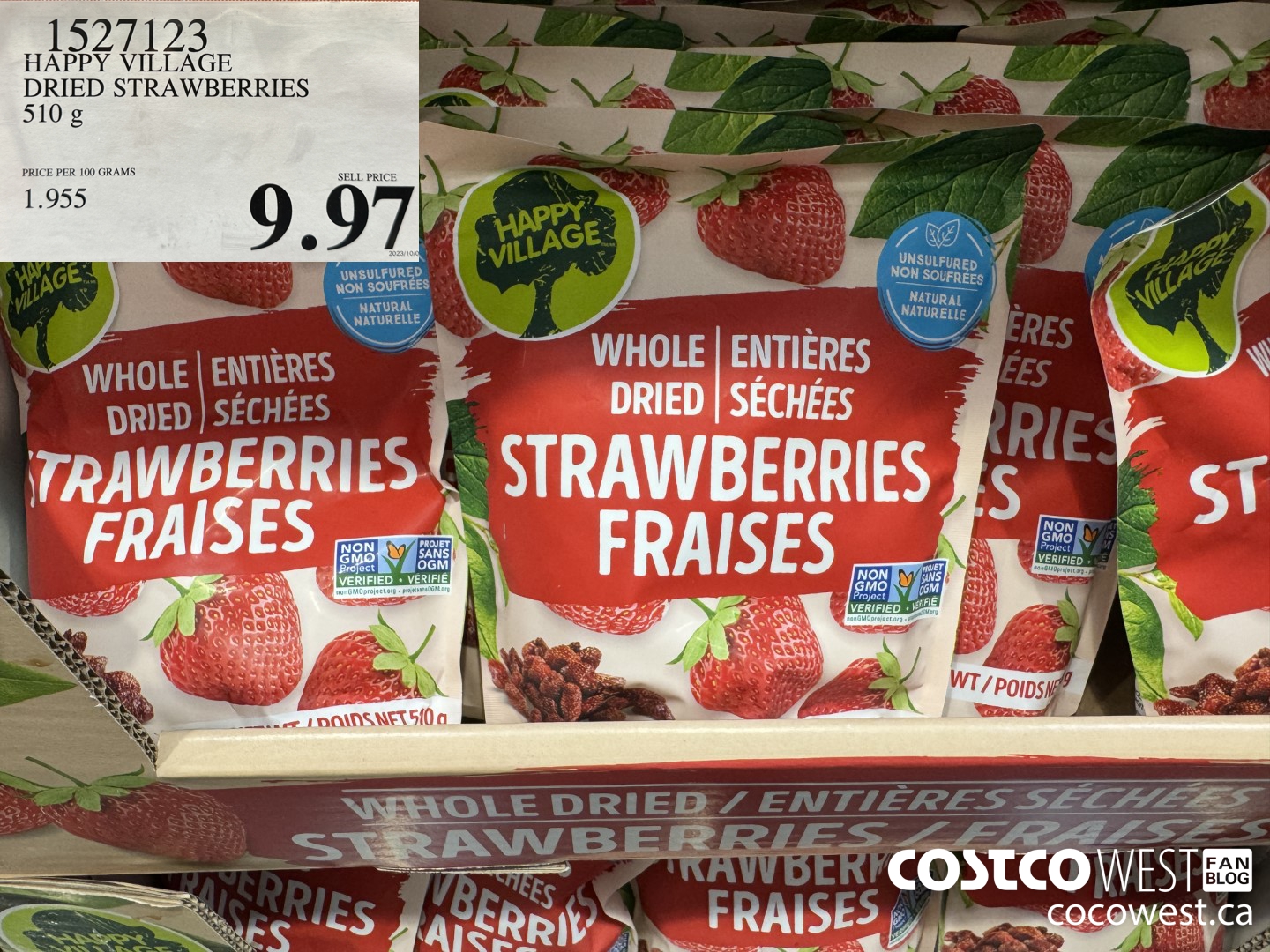 127123 HAPPY VILLAGE DRIED STRAWBERRIES 510 g $9.97