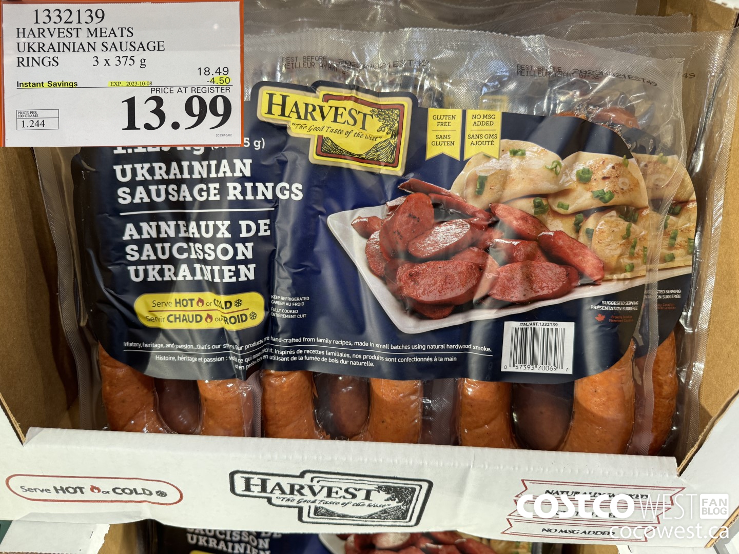 1332139 HARVEST MEATS UKRAINIAN SAUSAGE RINGS 3 x 375g ($4.50 INSTANT SAVINGS EXPIRES ON 2023-10-08) $13.99