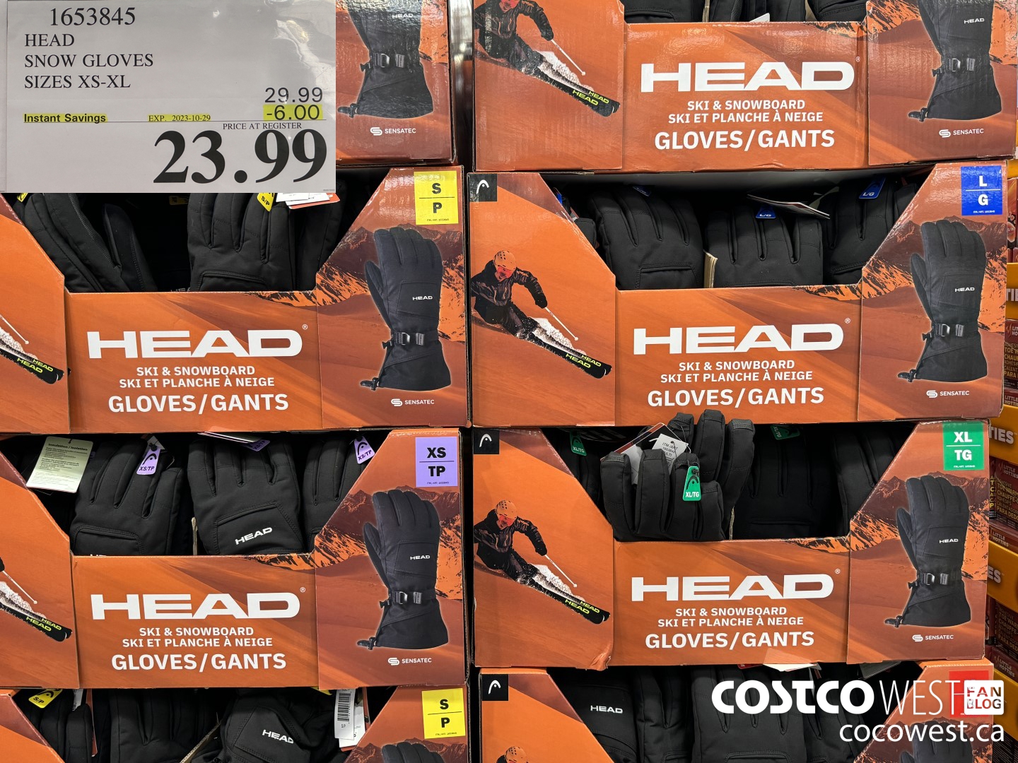1653845 HEAD SNOW GLOVES SIZES XS-XL ($6.00 INSTANT SAVINGS EXPIRES ON 2023-10-29) $23.99