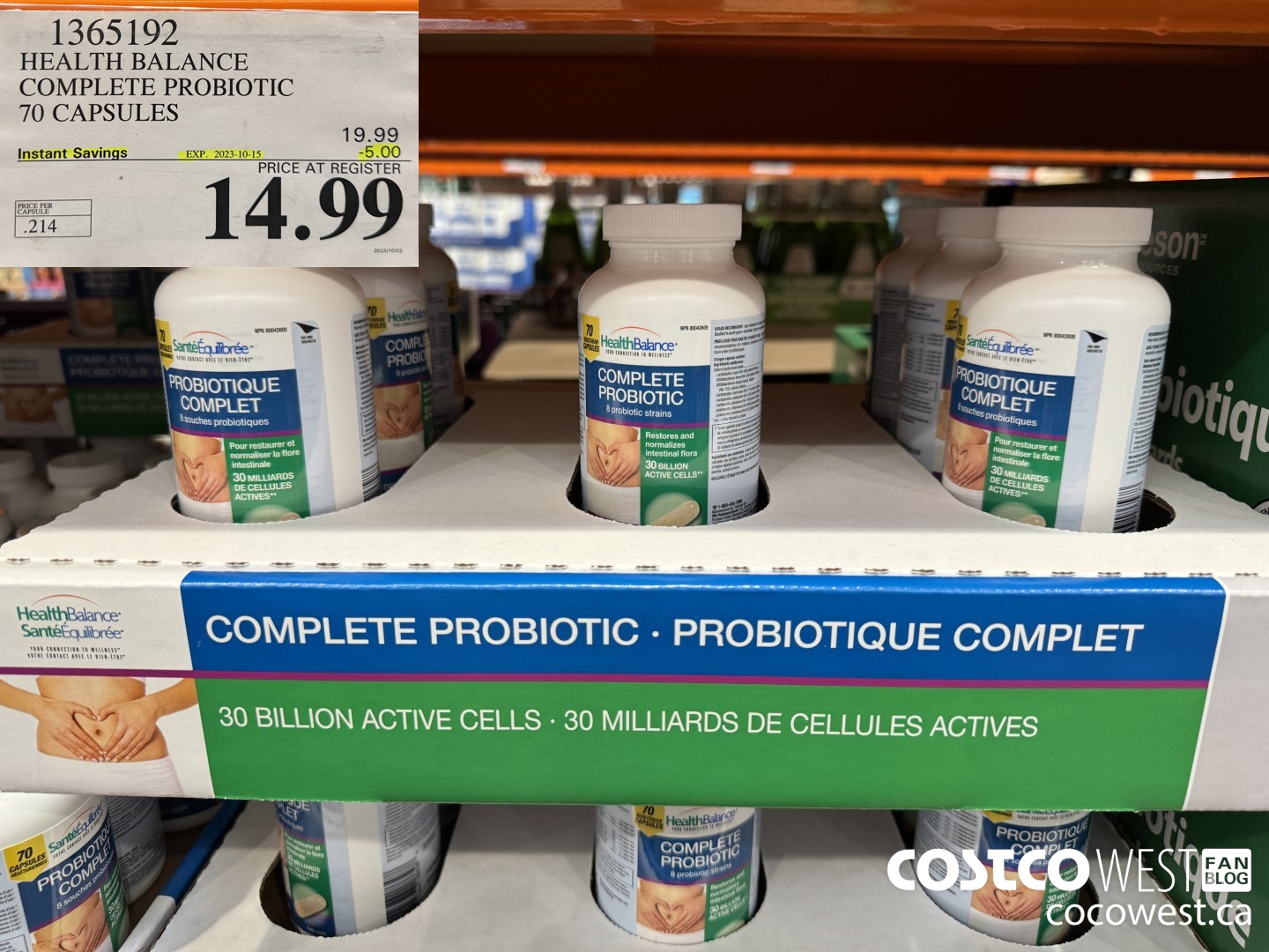1365192 HEALTH BALANCE COMPLETE PROBIOTIC 70 CAPSULES ($5.00 INSTANT SAVINGS EXPIRES ON 2023-10-15) $14.99