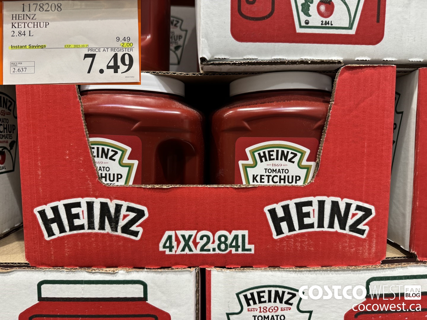 1178208 HEINZ KETCHUP 2.84L ($2.00 INSTANT SAVINGS EXPIRES ON 2023-10-15) $7.49