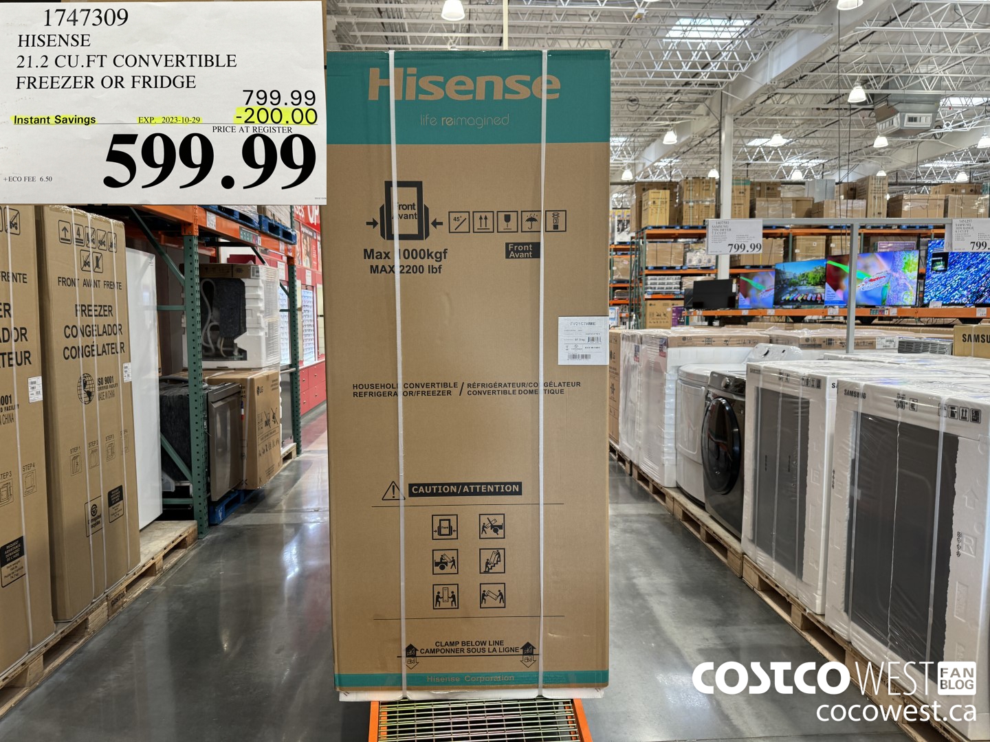 1747309 HISENSE 21.2 CU.FT CONVERTIBLE FREEZER OR FRIDGE ($200.00 INSTANT SAVINGS EXPIRES ON 2023-10-29) $599.99