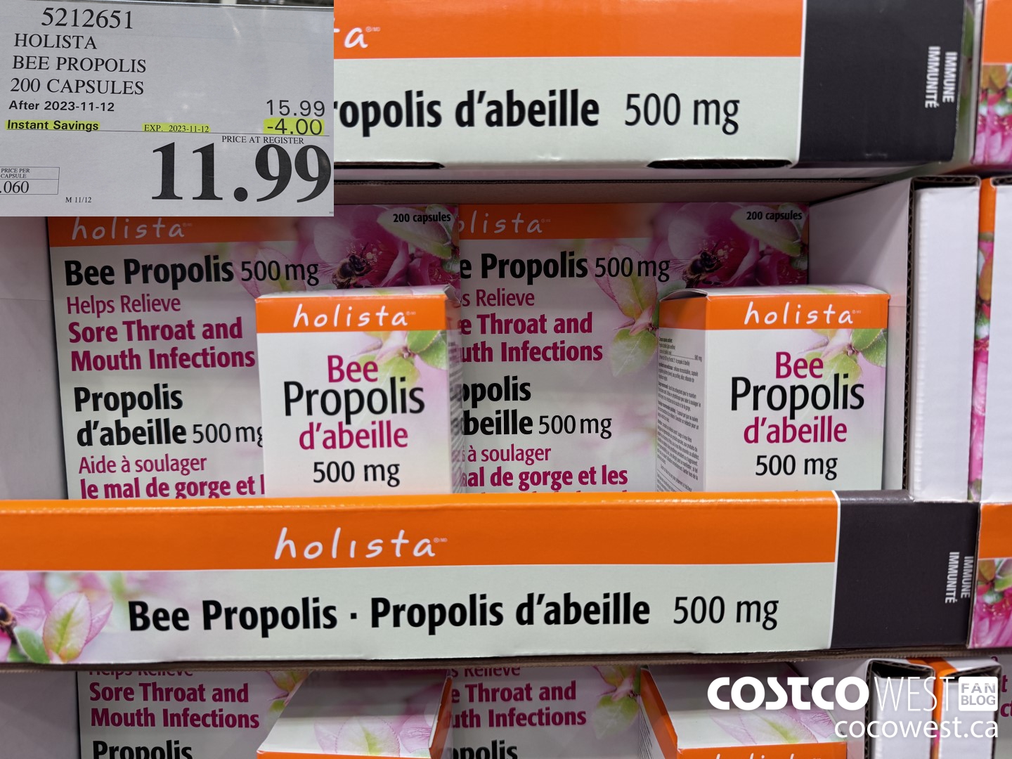 5212651 HOLISTA BEE PROPOLIS 200 CAPSULES ($4.00 INSTANT SAVINGS EXPIRES ON 2023-11-12) $11.99