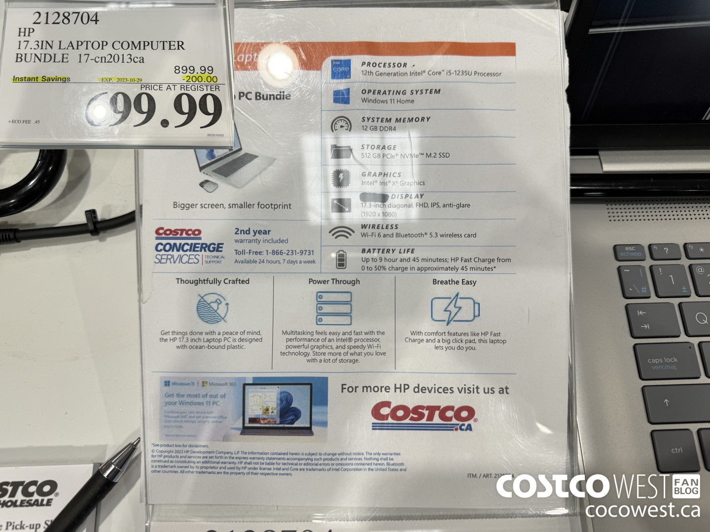 2128704 HP 17.3IN LAPTOP COMPUTER BUNDLE 17-CN2013CA ($200.00 INSTANT SAVINGS EXPIRES ON 2023-10-29) $699.99