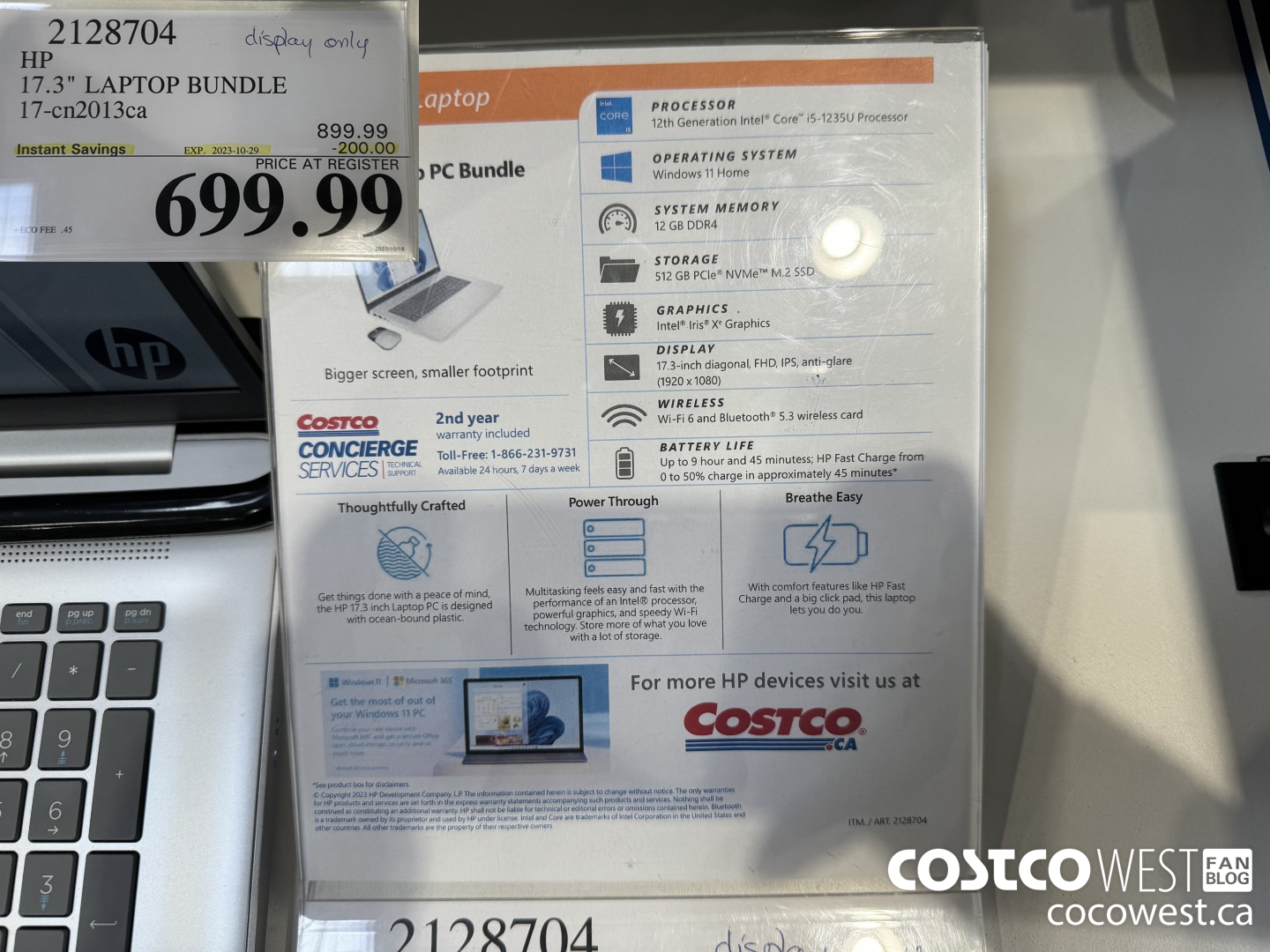 2128704 HP 17.3IN LAPTOP COMPUTER BUNDLE 17-CN2013CA ($200.00 INSTANT SAVINGS EXPIRES ON 2023-10-29) $699.99