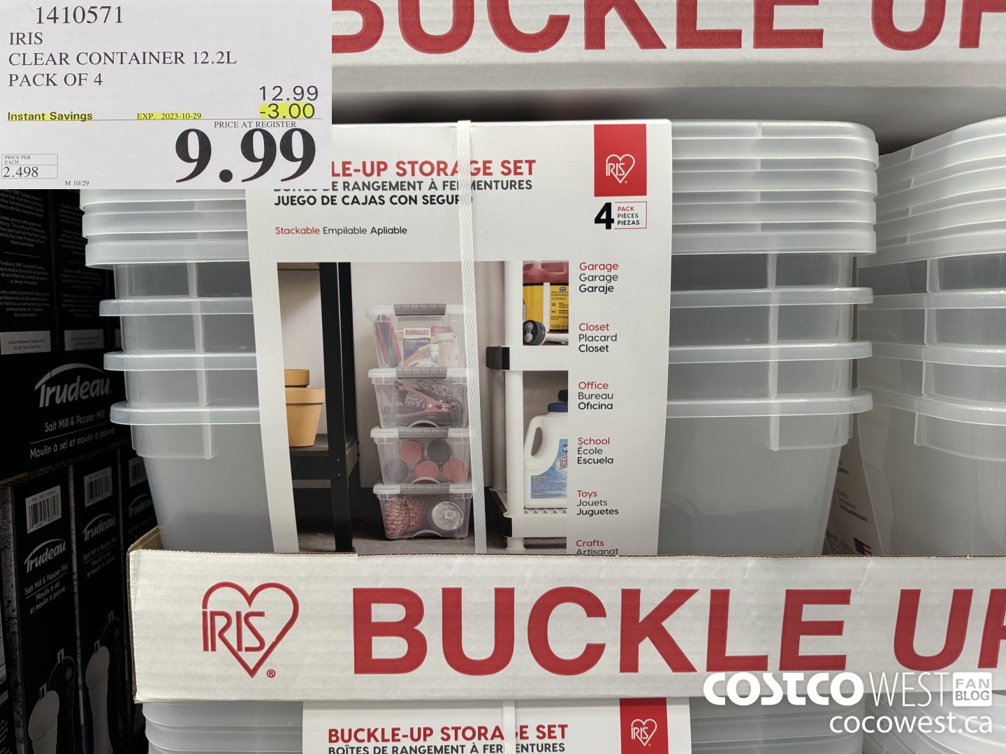 1410571 IRIS CLEAR CONTAINER 12.2L PACK OF 4 ($3.00 INSTANT SAVINGS EXPIRES ON 2023-10-29) $9.99