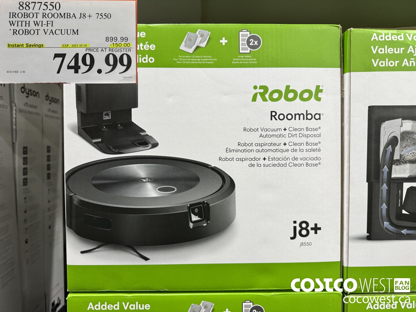 8877550 IROBOT ROOMBA J8+ 7550 WITH WI-FI ROBOT VACUUM ($150.00 INSTANT SAVINGS EXPIRES ON 2023-10-19) $749.99
