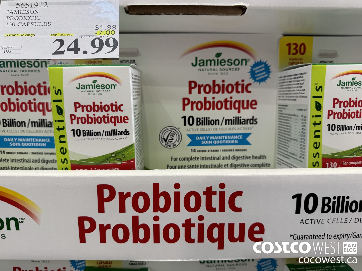 5651912 JAMIESON PROBIOTIC 130 CAPSULES ($7.00 INSTANT SAVINGS EXPIRES ON 2023-10-29) $24.99