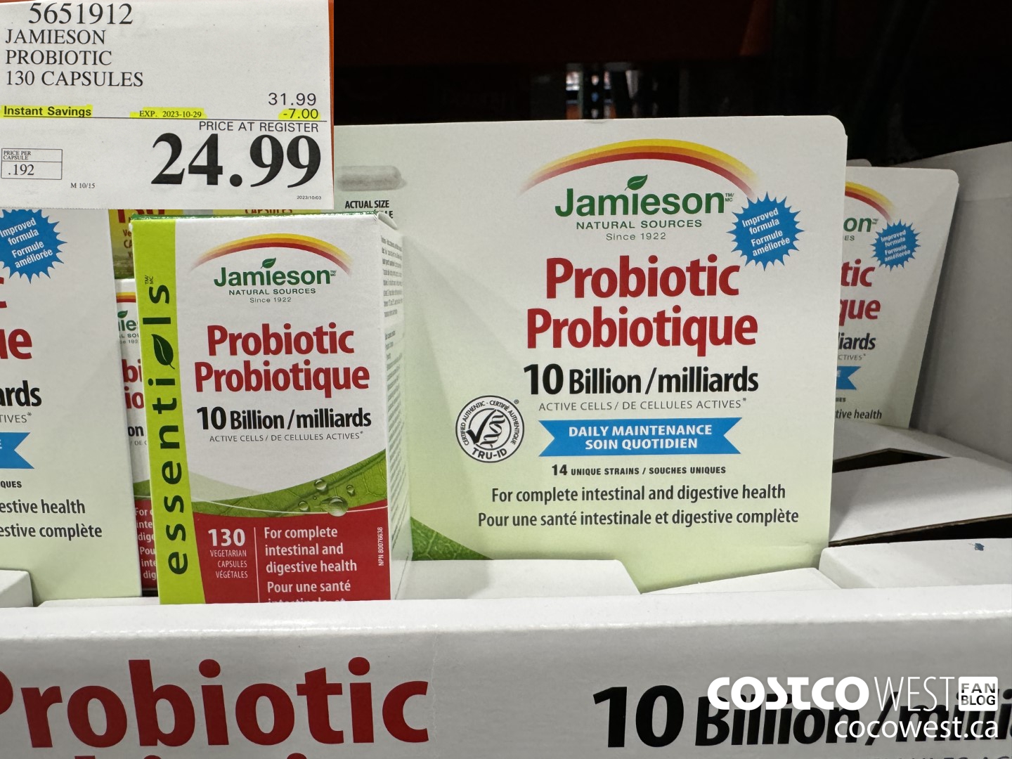 5651912 JAMIESON PROBIOTIC 130 CAPSULES ($7.00 INSTANT SAVINGS EXPIRES ON 2023-10-29) $24.99