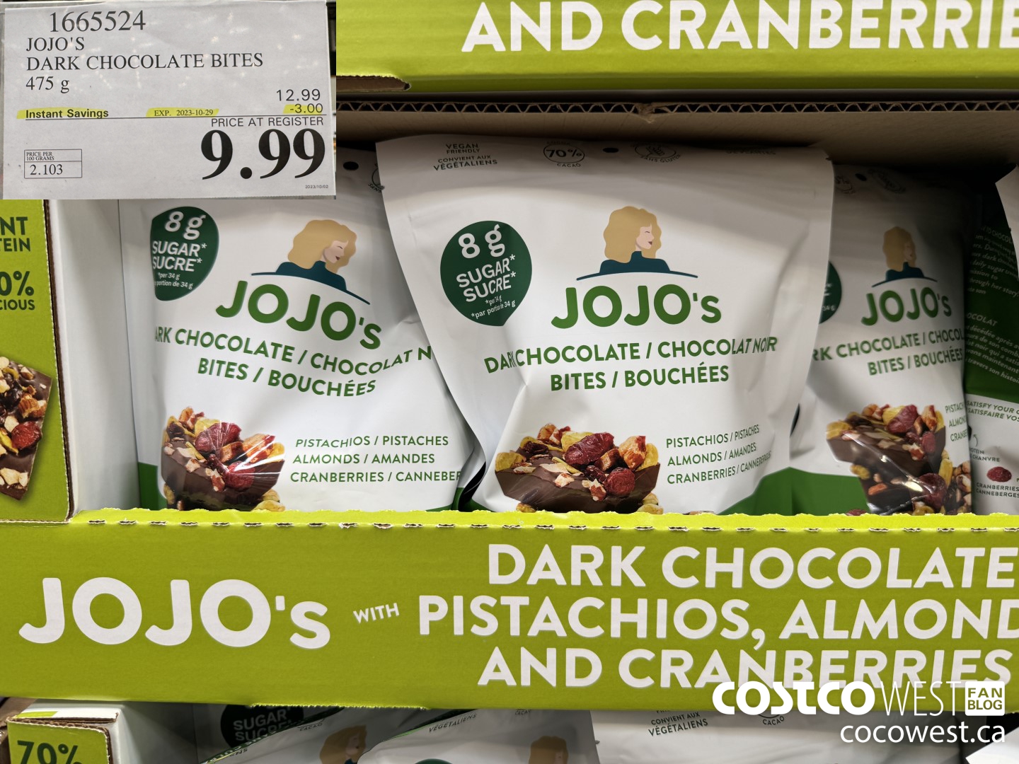 1665524 JOJO'S DARK CHOCOLATE BITES 475 G ($3.00 INSTANT SAVINGS EXPIRES ON 2023-10-29) $9.99