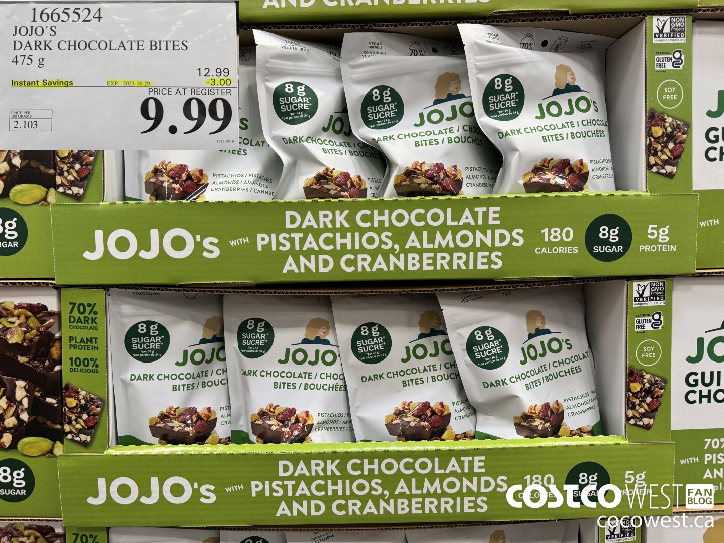 1665524 JOJO'S DARK CHOCOLATE BITES 475 G ($3.00 INSTANT SAVINGS EXPIRES ON 2023-10-29) $9.99