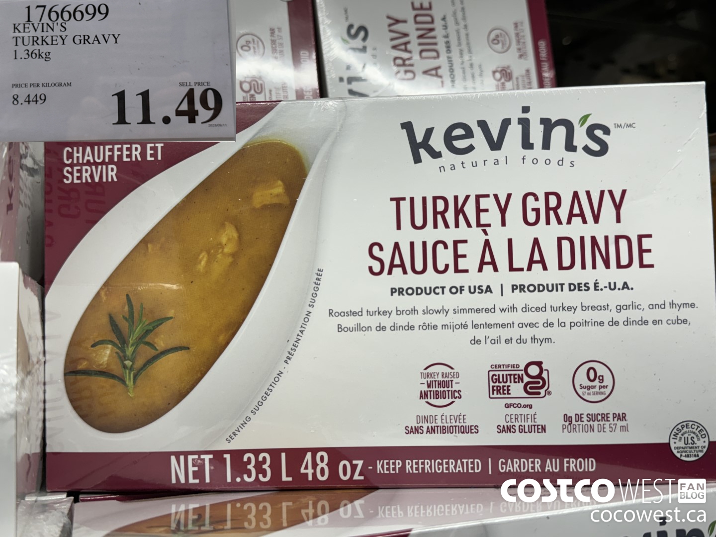 1766699 KEVIN'S TURKEY GRAVY 1.36KG $11.49