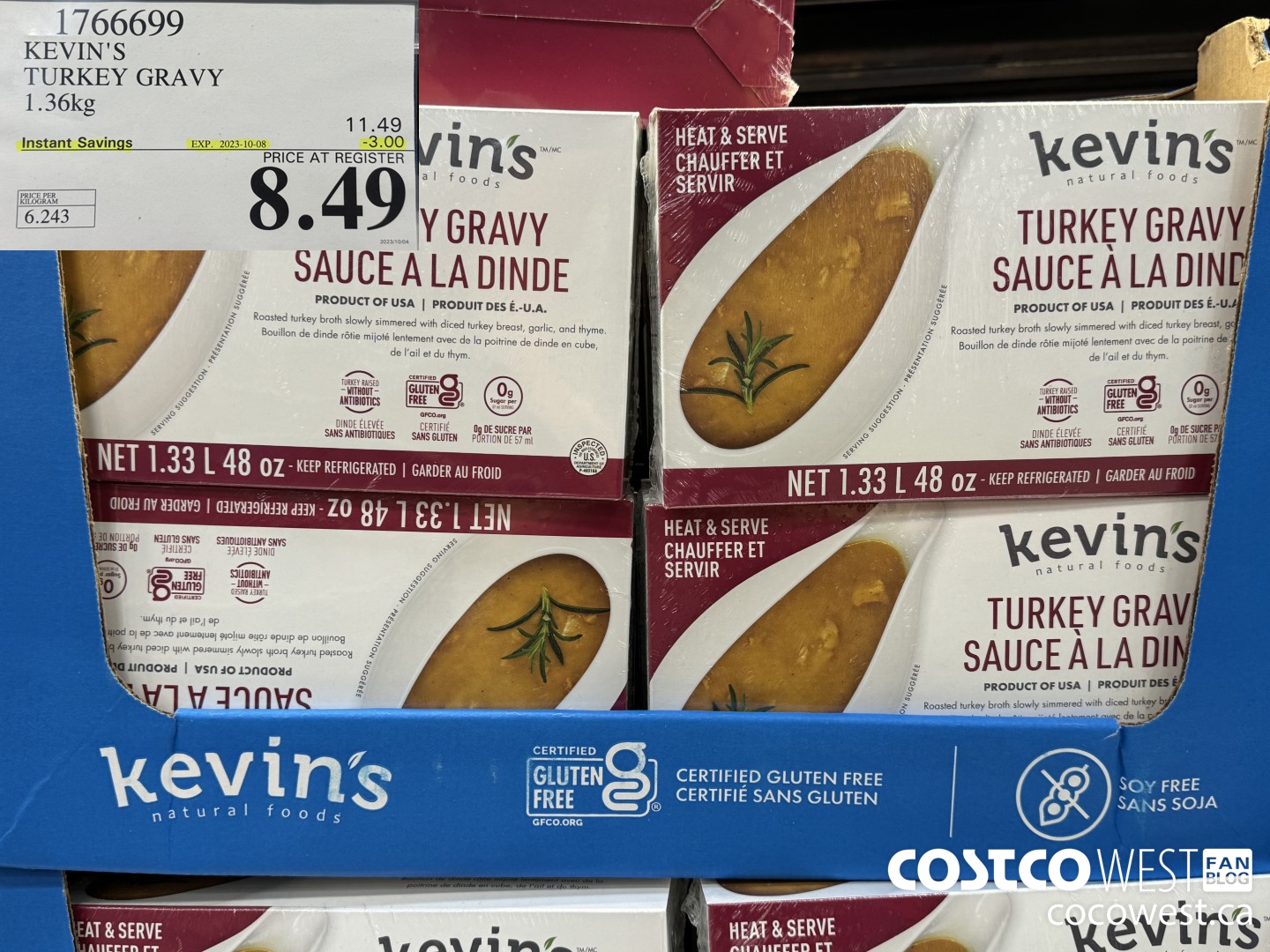 1766699 KEVIN'S TURKEY GRAVY 1.36KG ($3.00 INSTANT SAVINGS EXPIRES ON 2023-10-08) $8.49