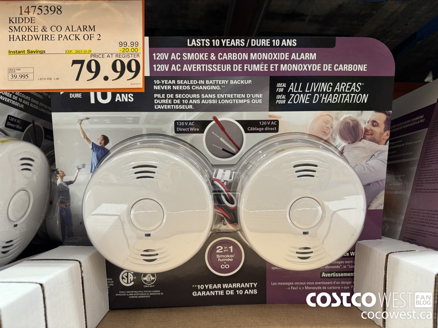 1475398 KIDDE SMOKE & CO ALARM HARDWARE PACK OF 2 ($20.00 INSTANT SAVINGS EXPIRES ON 2023-10-29) $79.99