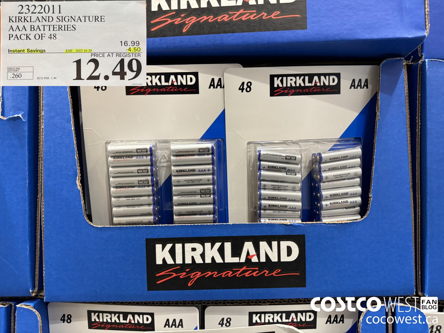 2322011 KIRKLAND SIGNATURE AAA BATTERIES PACK OF 48 ($4.50 INSTANT SAVINGS EXPIRES ON 2023-10-29) $12.49