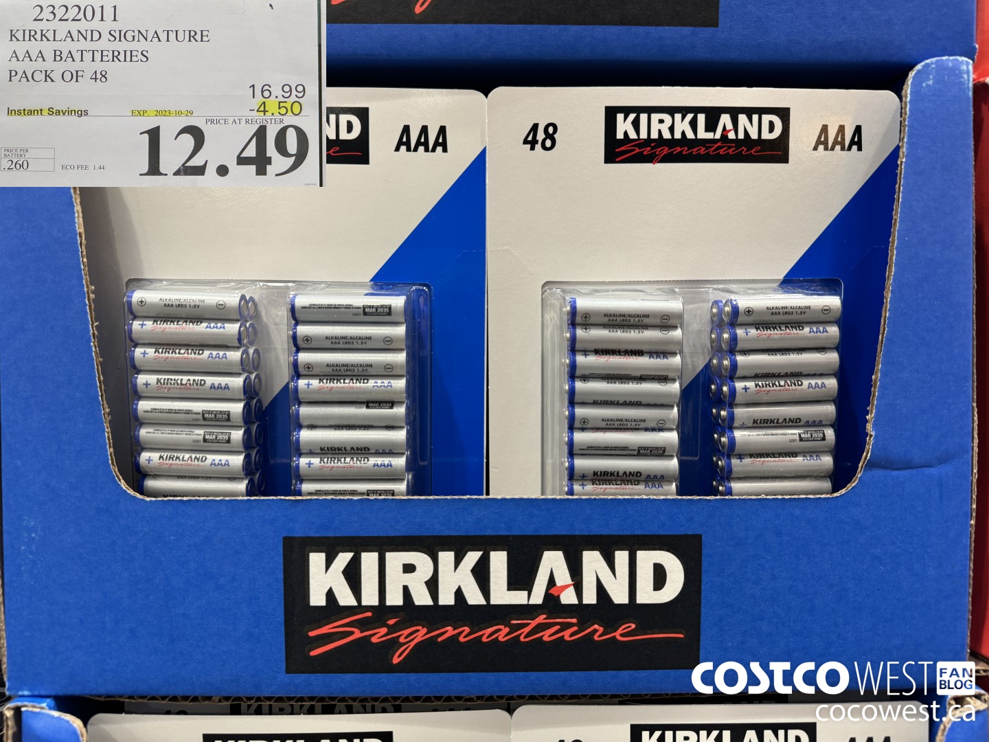 2322011 KIRKLAND SIGNATURE AAA BATTERIES PACK OF 48 ($4.50 INSTANT SAVINGS EXPIRES ON 2023-10-29) $12.49