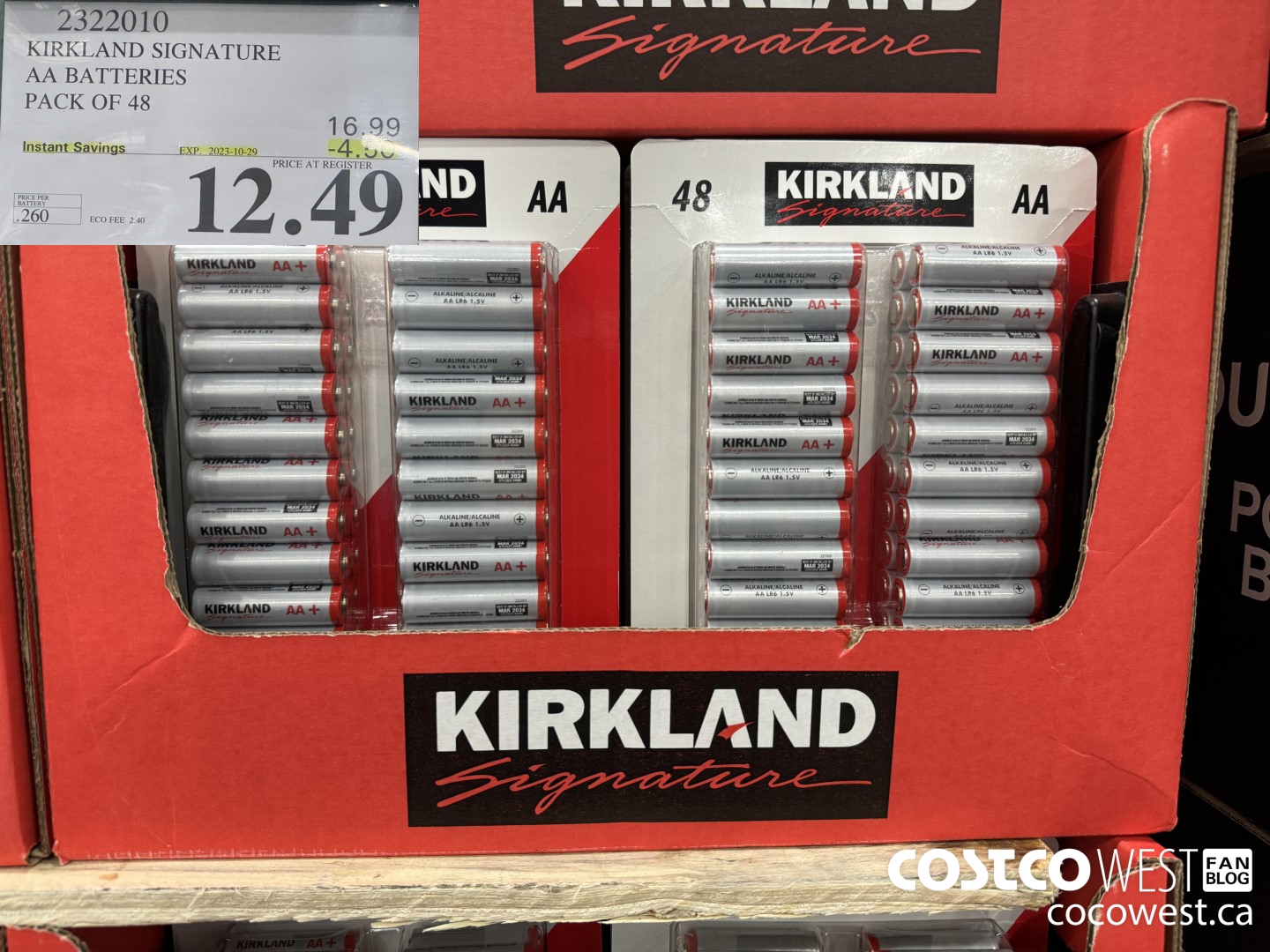 2322010 KIRKLAND SIGNATURE AA BATTERIES PACK OF 48 ($4.50 INSTANT SAVINGS EXPIRES ON 2023-10-29) $12.49