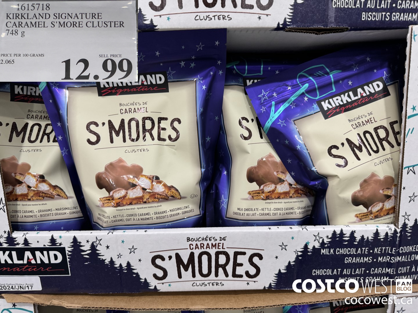 1615718 KIRKLAND SIGNATURE CARAMEL S'MORE CLUSTER 748G $12.99