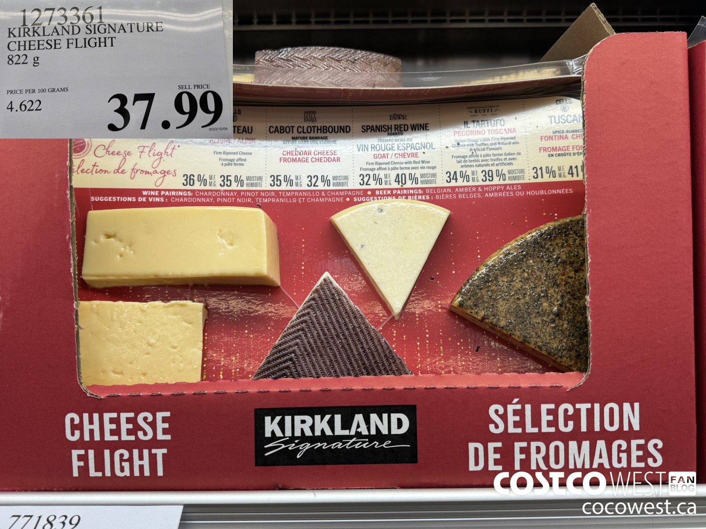 1273361 KIRKLAND SIGNATURE CHEESE FLIGHT 822G $37.99