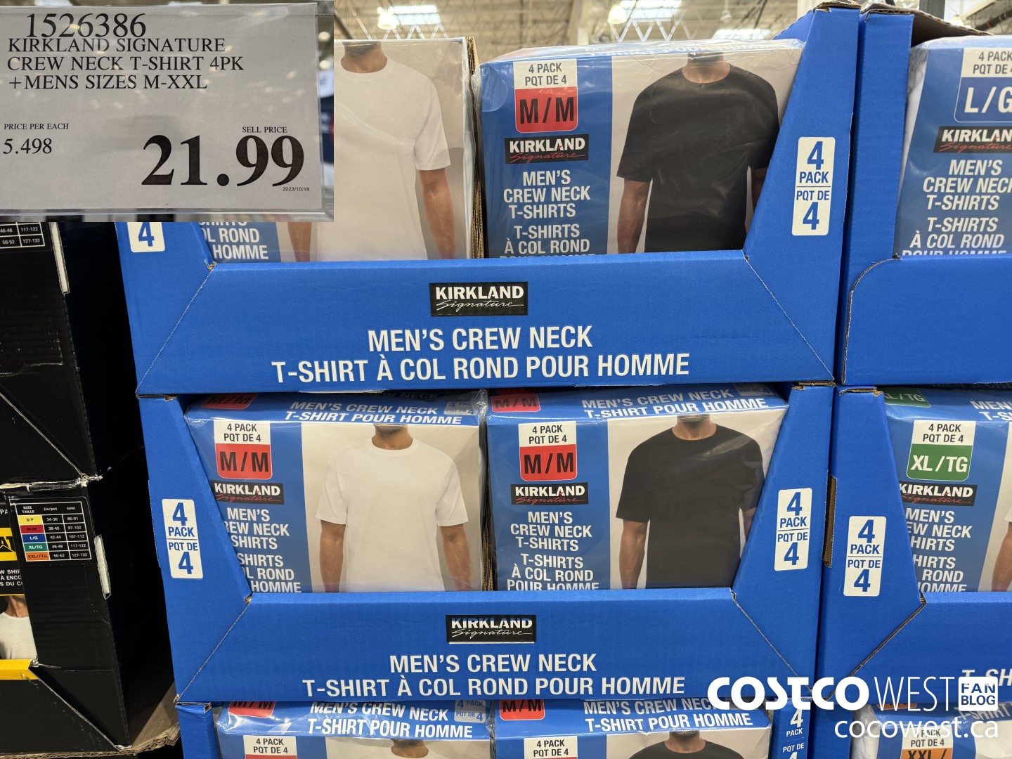 1526386 KIRKLAND SIGNATURE CREW NECK T-SHIRT 4PK MENS SIZES M-XXL $21.99