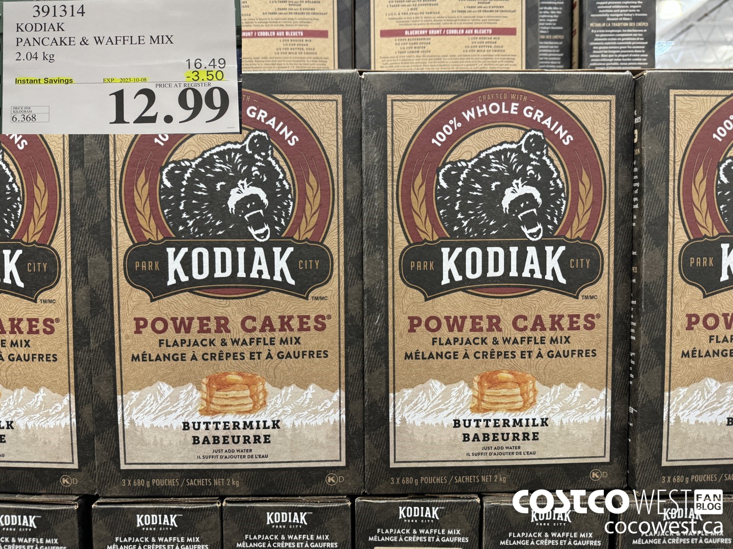 391314 KODIAK PANCAKE & WAFFLE MIX 2.04KG ($3.50 INSTANT SAVINGS EXPIRES ON 2023-10-08) $12.99