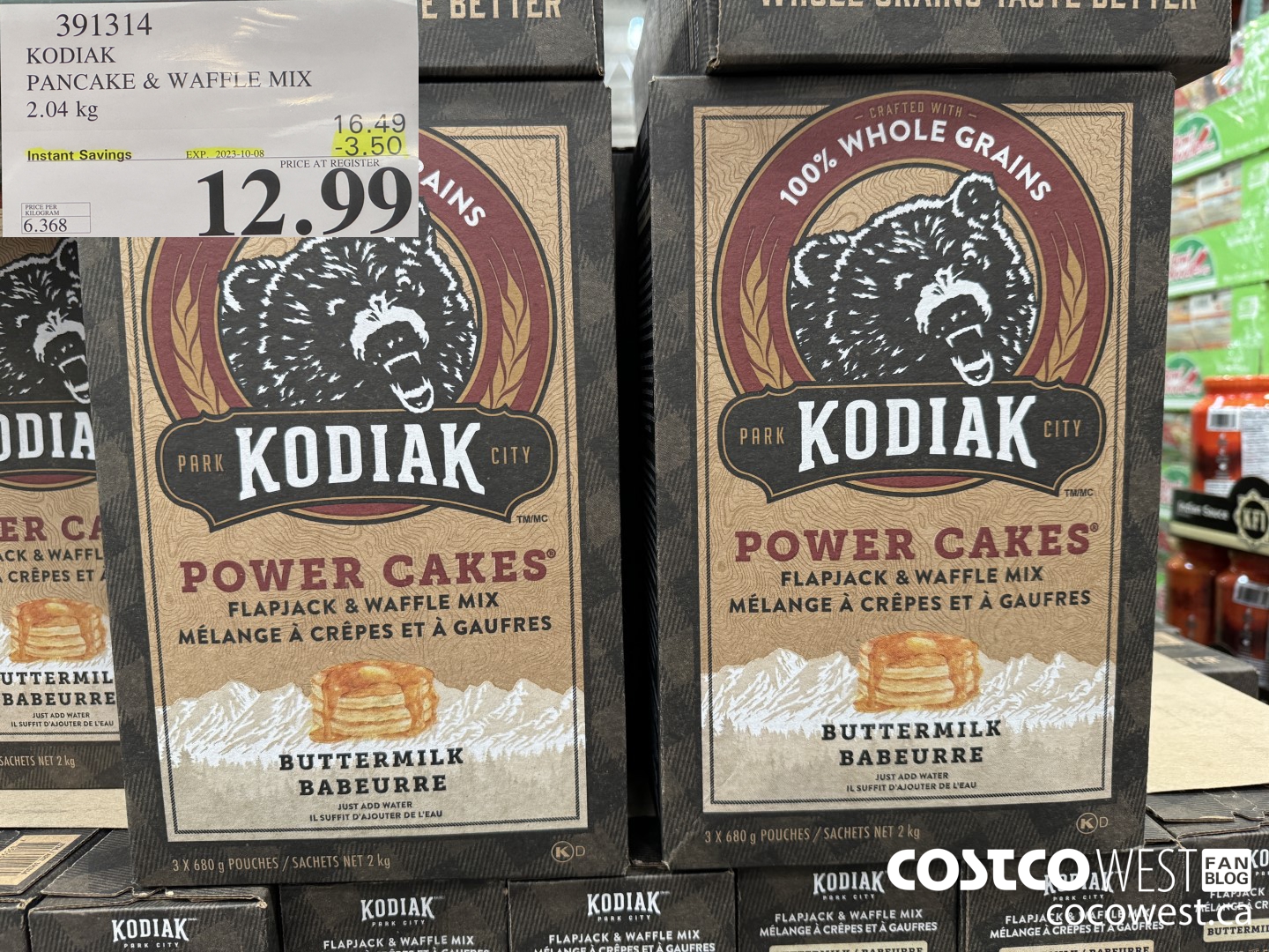 391314 KODIAK PANCAKE & WAFFLE MIX 2.04KG ($3.50 INSTANT SAVINGS EXPIRES ON 2023-10-08) $12.99
