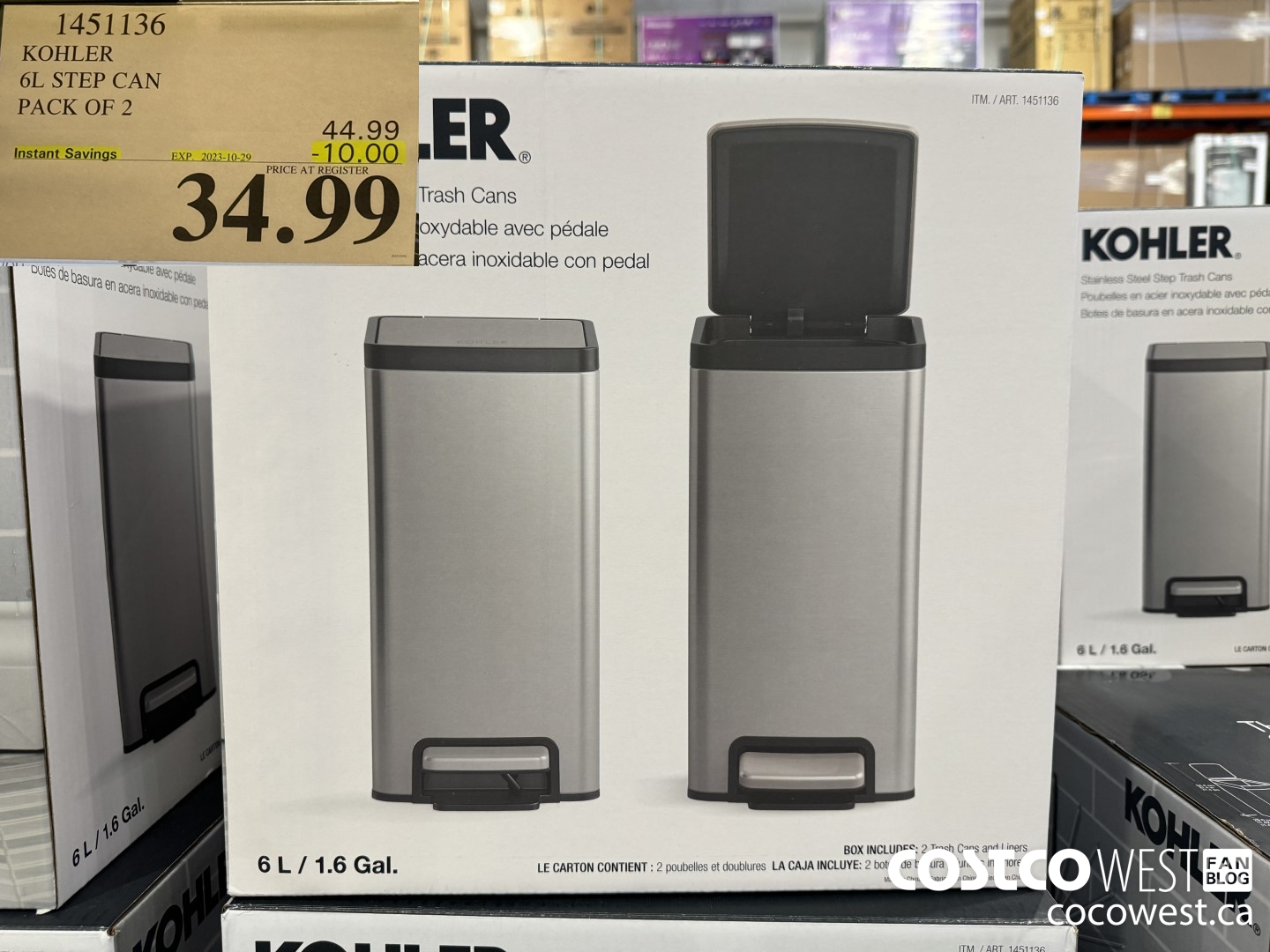 1451136 KOHLER 6L STEP CAN PACK OF 2 ($10.00 INSTANT SAVINGS EXPIRES ON 2023-10-29) $34.99