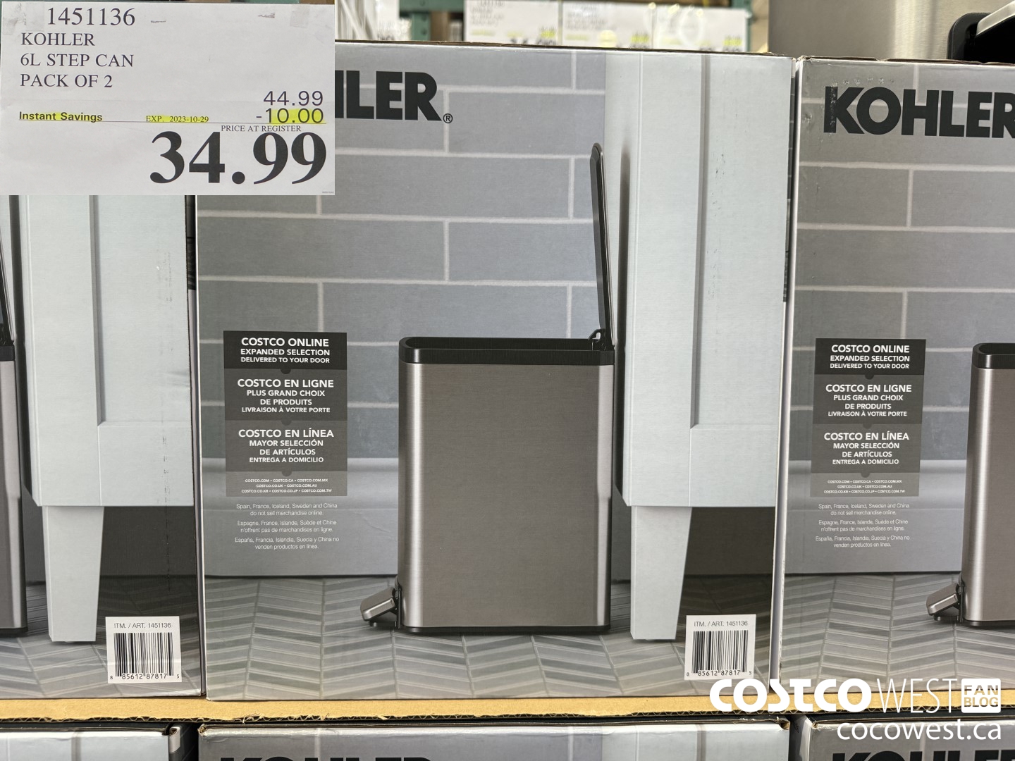 1451136 KOHLER 6L STEP CAN PACK OF 2 ($10.00 INSTANT SAVINGS EXPIRES ON 2023-10-29) $34.99
