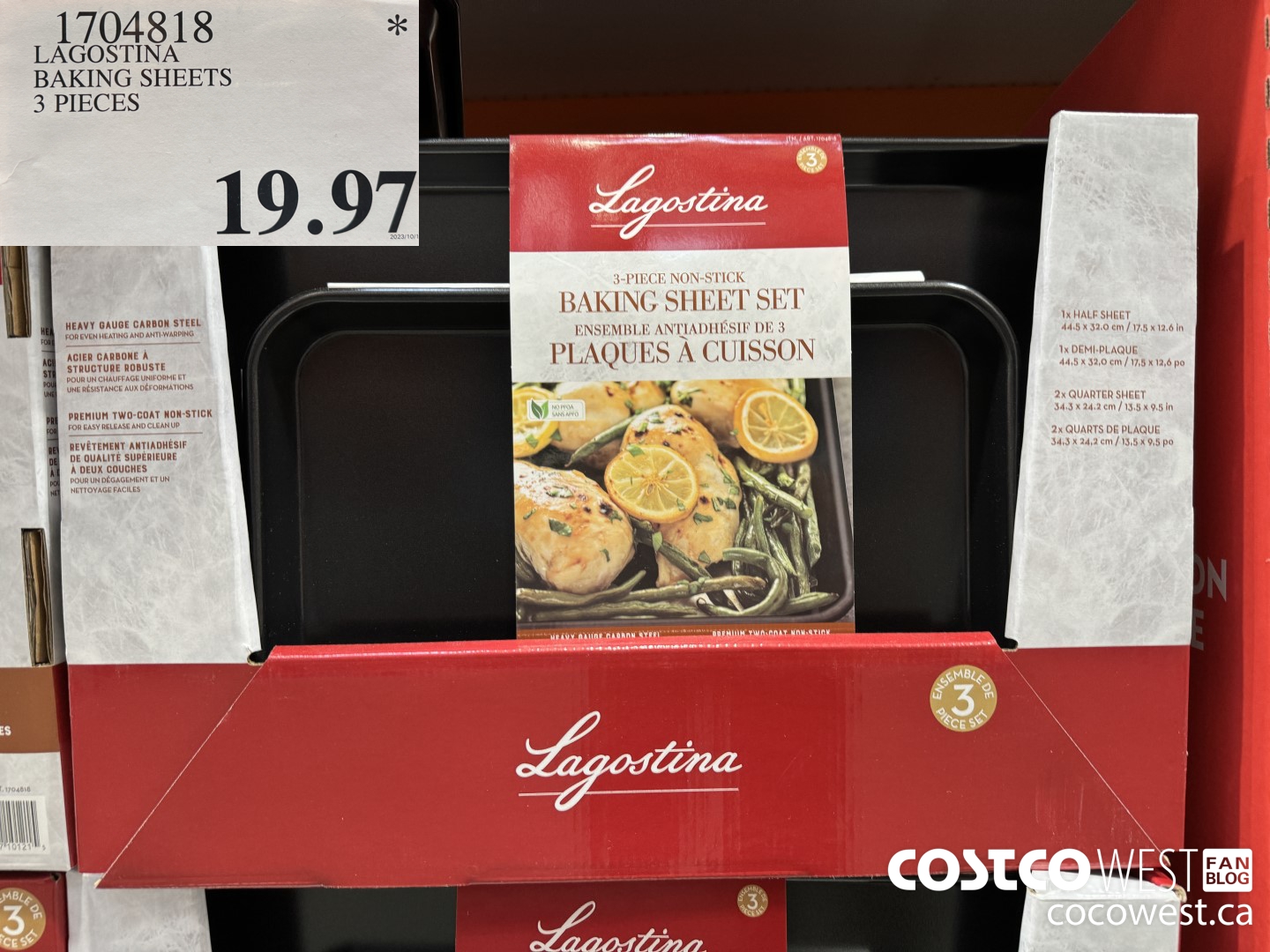 1704818 LAGOSTINA BAKING SHEETS 3 PIECES $19.97