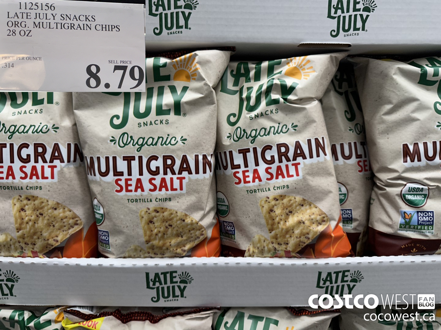 1125156 LATE JULY ORGANIC MULTIGRAIN CHIPS 28 OZ $8.79