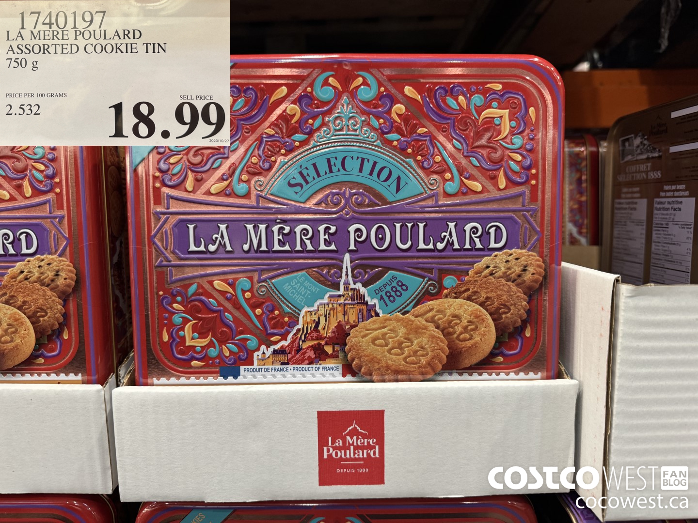 1740197 LA MERE POULARD ASSORTED COOKIE TIN 750G $18.99