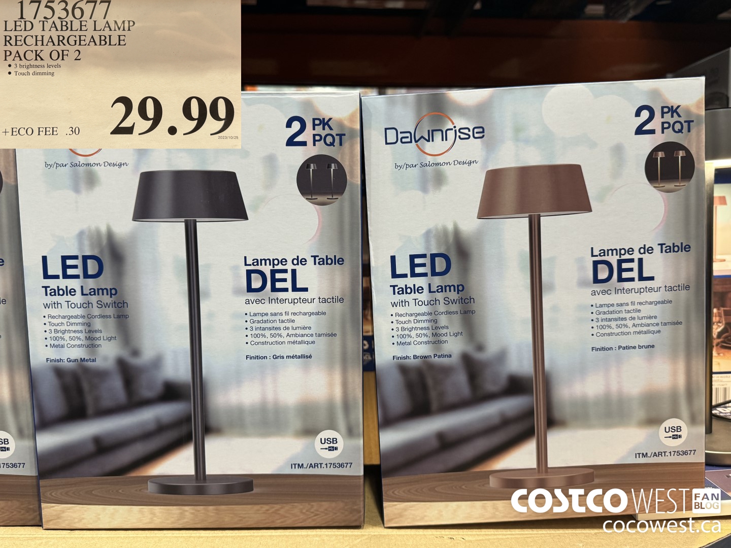 1753677 LED TABLE LAMP RECHARGEABLE PACK OF 2 $29.99