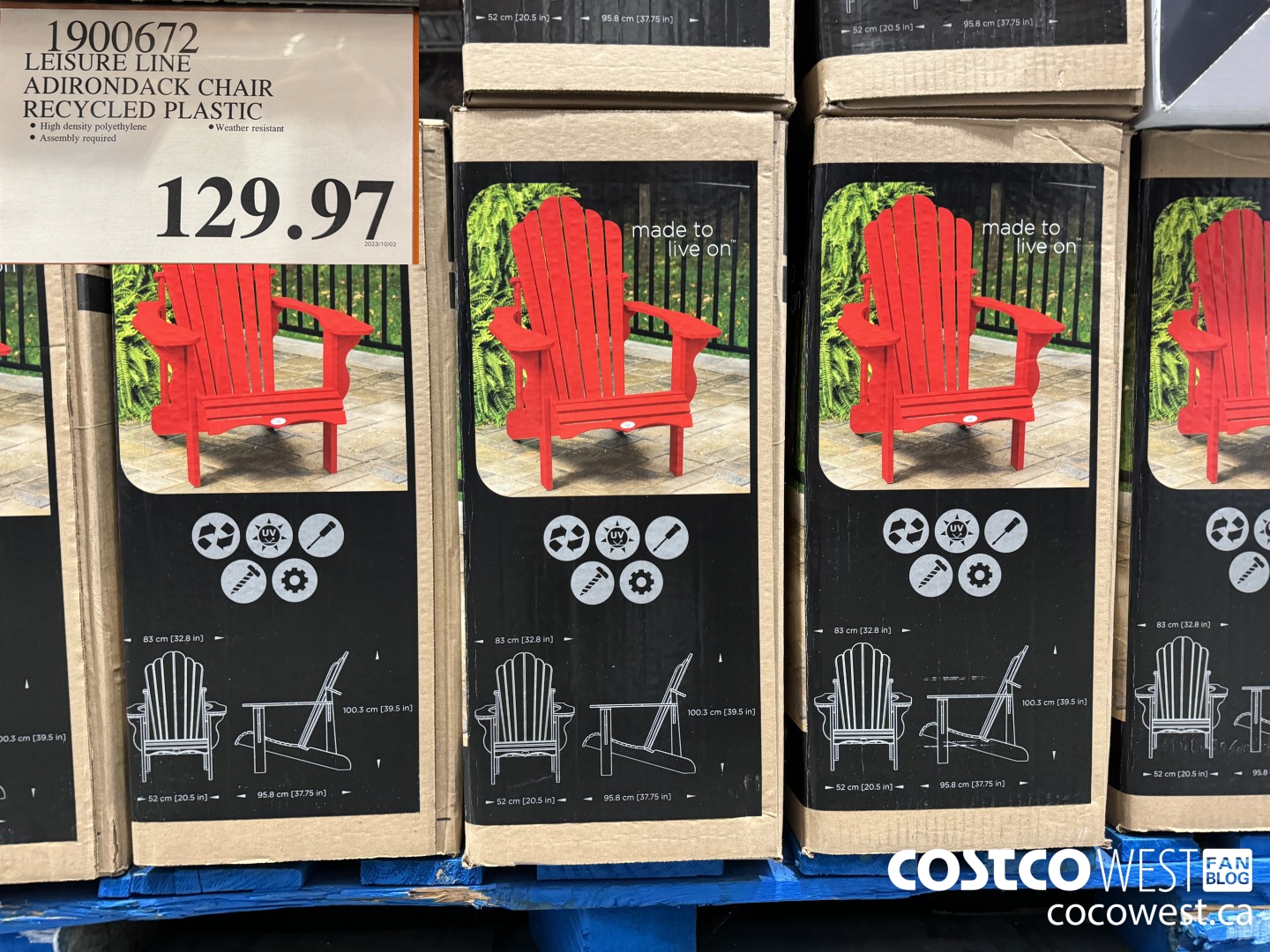 1900672 LEISURE LINE ADIRONDACK CHAIR RECYCLED PLASTIC $129.97