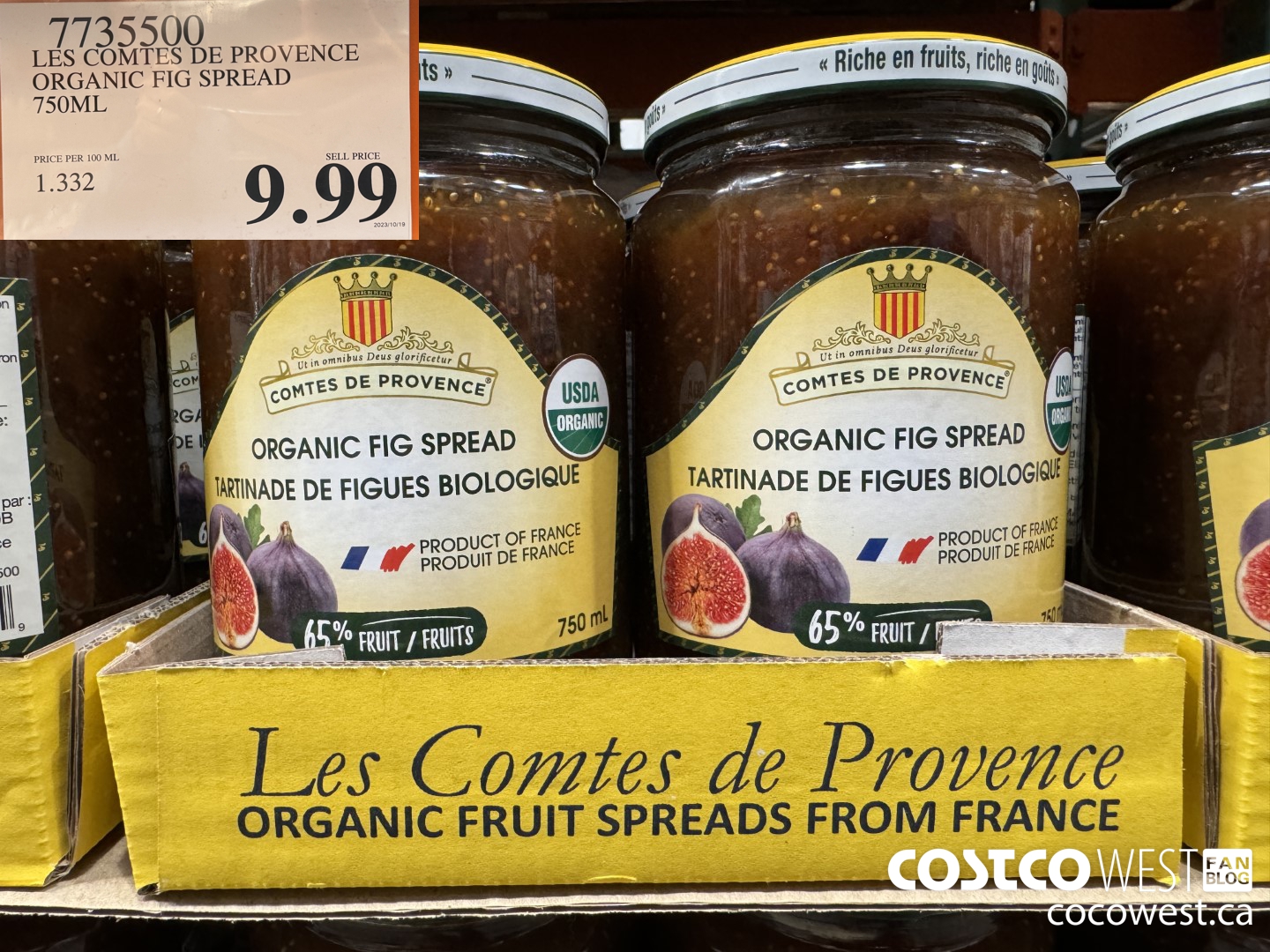 7735500 LES COMTES DE PROVENCE ORGANIC FIG SPREAD 750ML $9.99