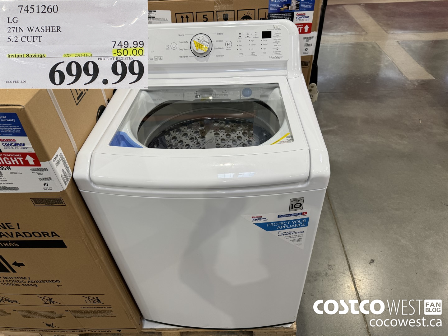 7451260 LG 27IN WASHER 5.2 CUFT ($50.00 INSTANT SAVINGS EXPIRES ON 2023-11-01) $699.99