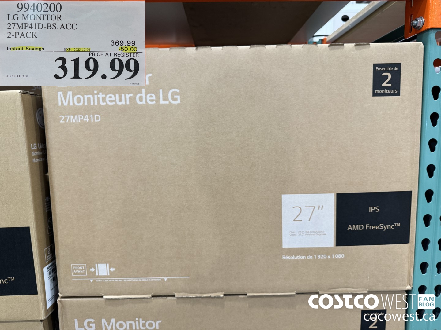 9940200 LG MONITOR 27MP41D-BS.ACC 2-PACK ($50.00 INSTANT SAVINGS EXPIRES ON 2023-10-08) $319.99